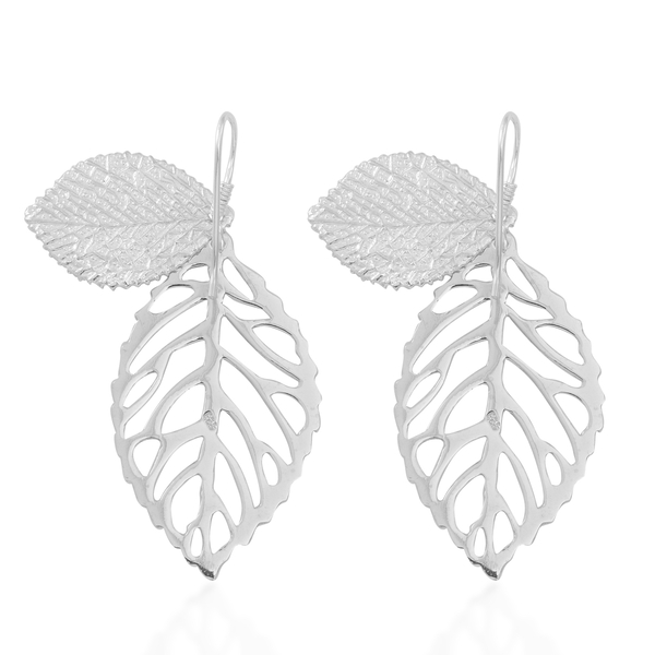 Thai Sterling Silver Leaf Hook Earrings, Silver wt 5.41 Gms.