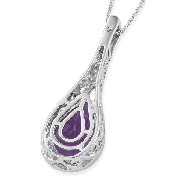 Lavender Alexite (Pear) Solitaire Pendant With Chain in Platinum Overlay Sterling Silver 5.000 Ct.