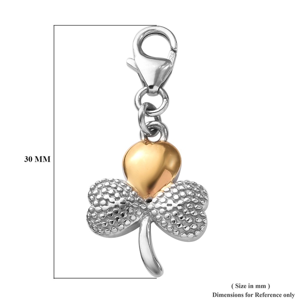 Platinum and Yellow Gold Overlaye Sterling Silver Shamrock Leaf Charm