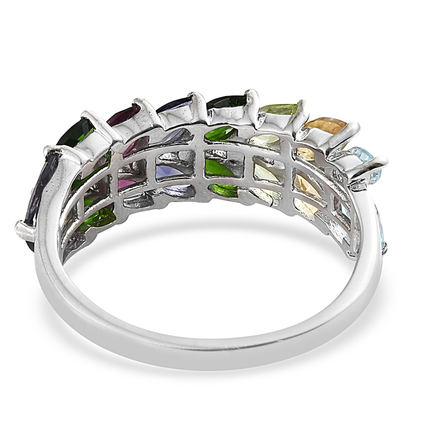 Chrome Diopside, Rhodolite Garnet, Hebei Peridot and Multi Gemstone Ring in Platinum Overlay Sterling Silver 4.000 Ct