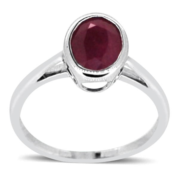 ILIANA 2 Carat Ruby Solitaire Ring in 18K White Gold 2.50 Grams