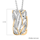 Diamond Pendant with Chain (Size 20) in Platinum and Gold Overlay Sterling Silver