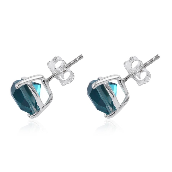 Capri Blue Quartz (Trl) Stud Earrings (with Push Back) in Sterling Silver 4.500 Ct.