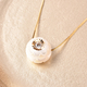 Galatea Pearl - Star Pearl in a Pearl- Carved Freshwater White Pearl and Natural Cambodian ZirconPendant with Chain (Size 18) in Yellow Gold Overlay Sterling Silver