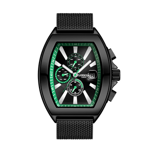 Gamages Of London Divergence Automatic Movement Black & Green Dial Water Resistant Watch with Black Colour Bracelet