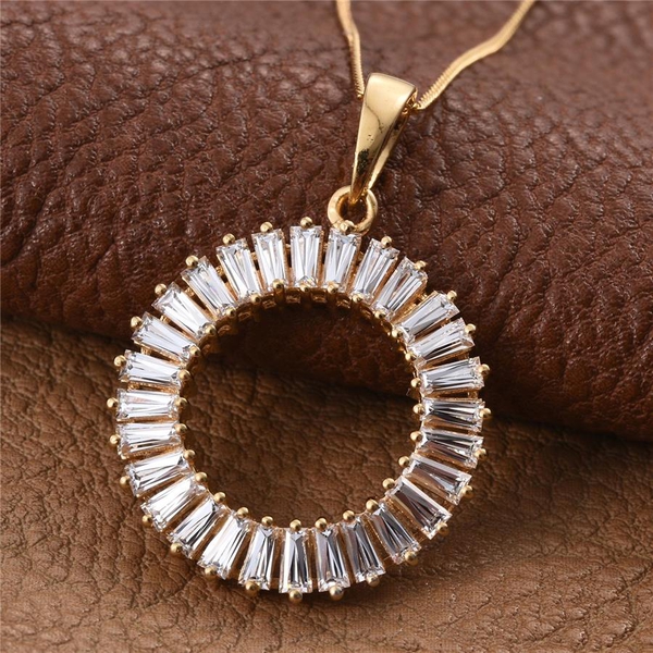 Lustro Stella - 14K Gold Overlay Sterling Silver (Bgt) Circle Pendant With Chain Made with Finest CZ
