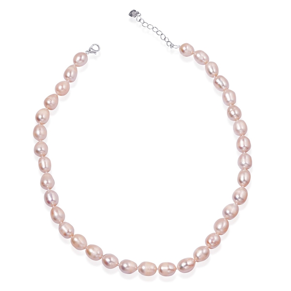 Fresh Water White Pearl Necklace (Size 18 with Extender) in Stainless Steel