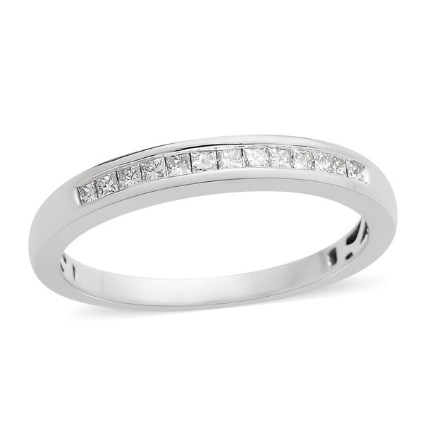 ILIANA 0.25 Ct Diamond Half Eternity Band Ring in 18K White Gold IGI Certified SI GH