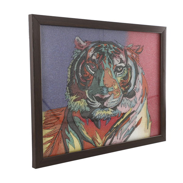 Handcrafted Tiger Gemstone Painting (Size 32x24 Cm)