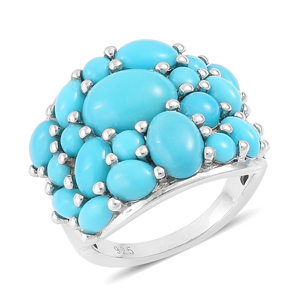 Arizona Sleeping Beauty Turquoise Cluster Ring in Platinum Overlay Sterling Silver 5.00 Ct.