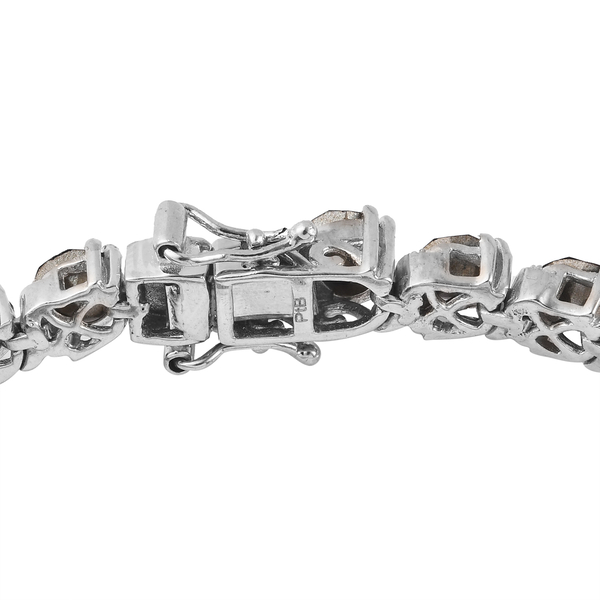 Lustro Stella Foilback Amethyst Crystal Bracelet (Size 7.5) in Silver Tone