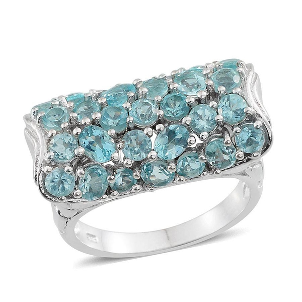 Paraibe Apatite (Ovl) Ring in Platinum Overlay Sterling Silver 3.750 Ct.