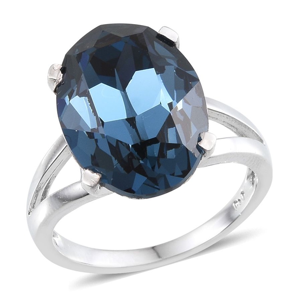 Lustro Stella  - Montana Crystal (Ovl) Ring in ION Plated Platinum Bond