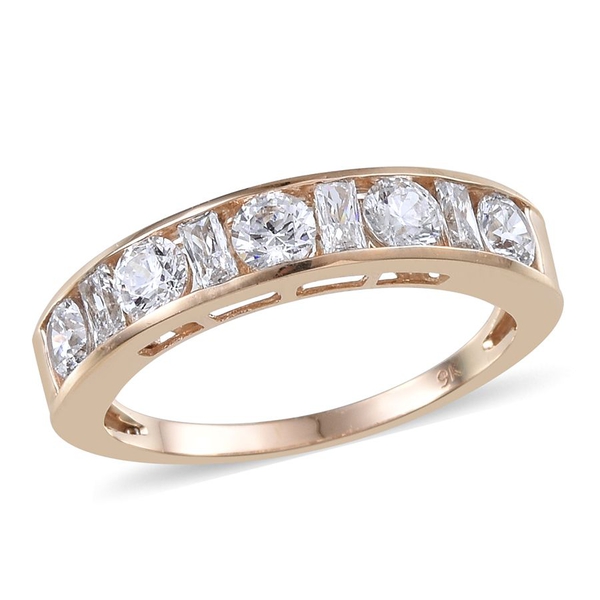 9K Y Gold (Rnd) Half Eternity Band Ring Made with Finest CZ 1.690 Ct.