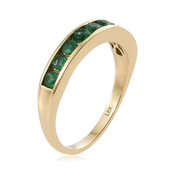 ILIANA 18K Yellow Gold AAA Premium Santa Terezinha Emerald (Rnd) Half Eternity Band Ring 1.000 Ct.
