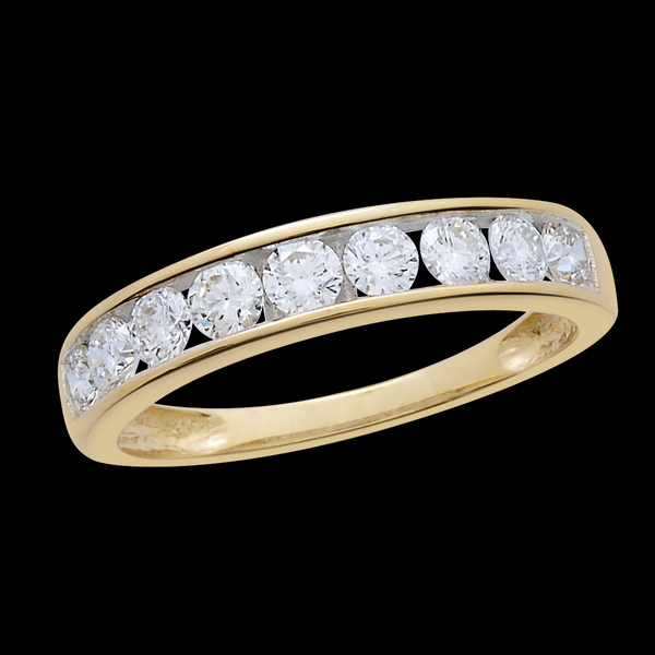 ILIANA 18K Y Gold IGI Certified Diamond (Rnd) (SI/G-H) Half Eternity Band Ring 0.500 Ct.