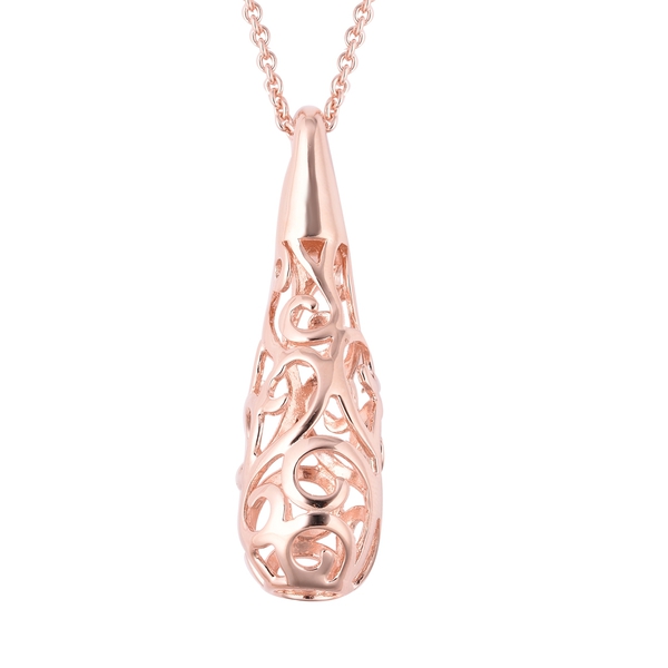 LucyQ Air Drip Pendant with Chain 30 Inch in Rose Gold Plated Silver 12.61 Grams