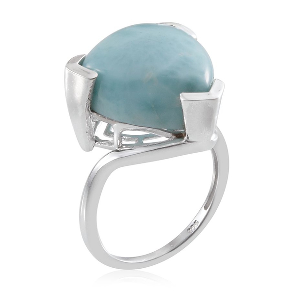 Larimar (Trl) Solitaire Ring in Platinum Overlay Sterling Silver 10.000 Ct.