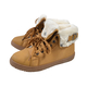 Womens Flat Faux Fur Lined Grip Sole Winter Ankle Boots (Size 3)  - Camel
