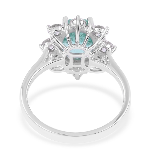 ILIANA 18K White Gold AAA Boyaca Colombian Emerald (Ovl), Diamond (SI/G-H) Flower Ring 3.750 Ct.