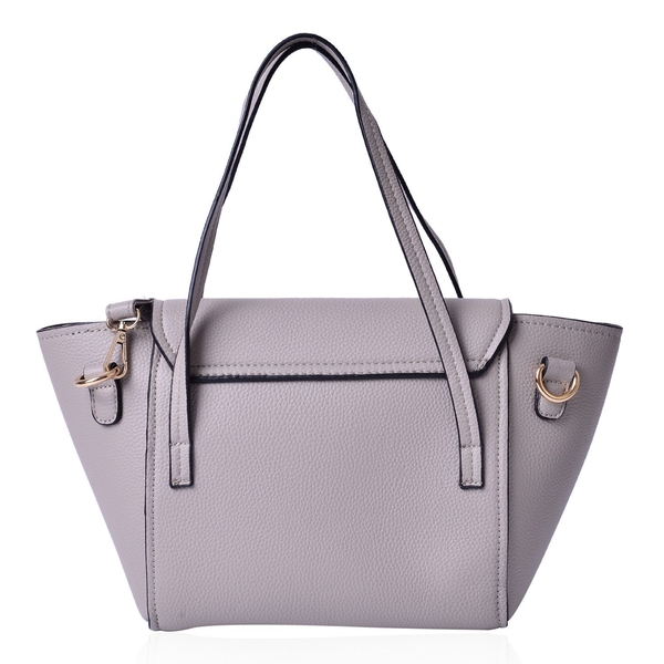 Set of 2 - Grey Colour Large and Small Handbag with Adjustable and Removable Shoulder Strap (Size 35x22x13 Cm , 20.5x14x7 Cm)