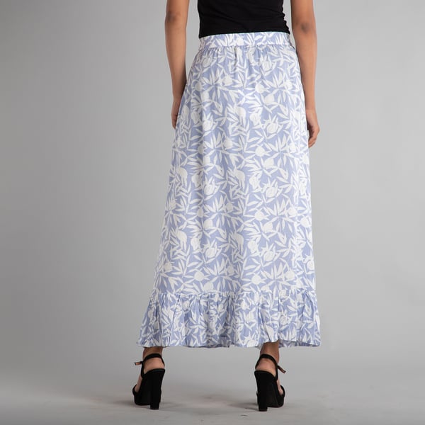 TAMSY 100% Viscose Skirt (Size 20, 96x98 Cm) - White & Blue
