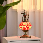 Handmade Turkish Mosaic Table Lamp (Size 42x18x18Cm) - Brown & Orange