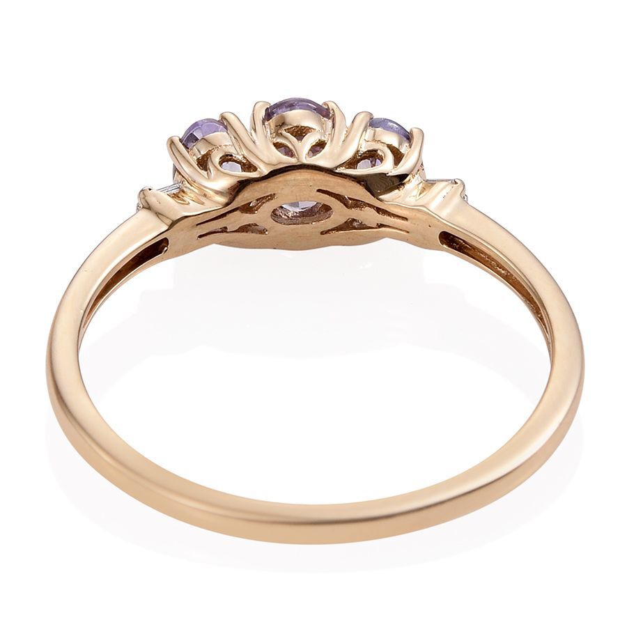 14K Y Gold Rare Natural Pink Tanzanite (Ovl 0.50 Ct), Diamond Ring 1.030 Ct.