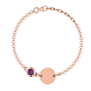 Amethyst Bracelet (Size 5.5 With 1 Inch Extender) in Rose Gold Overlay Sterling Silver