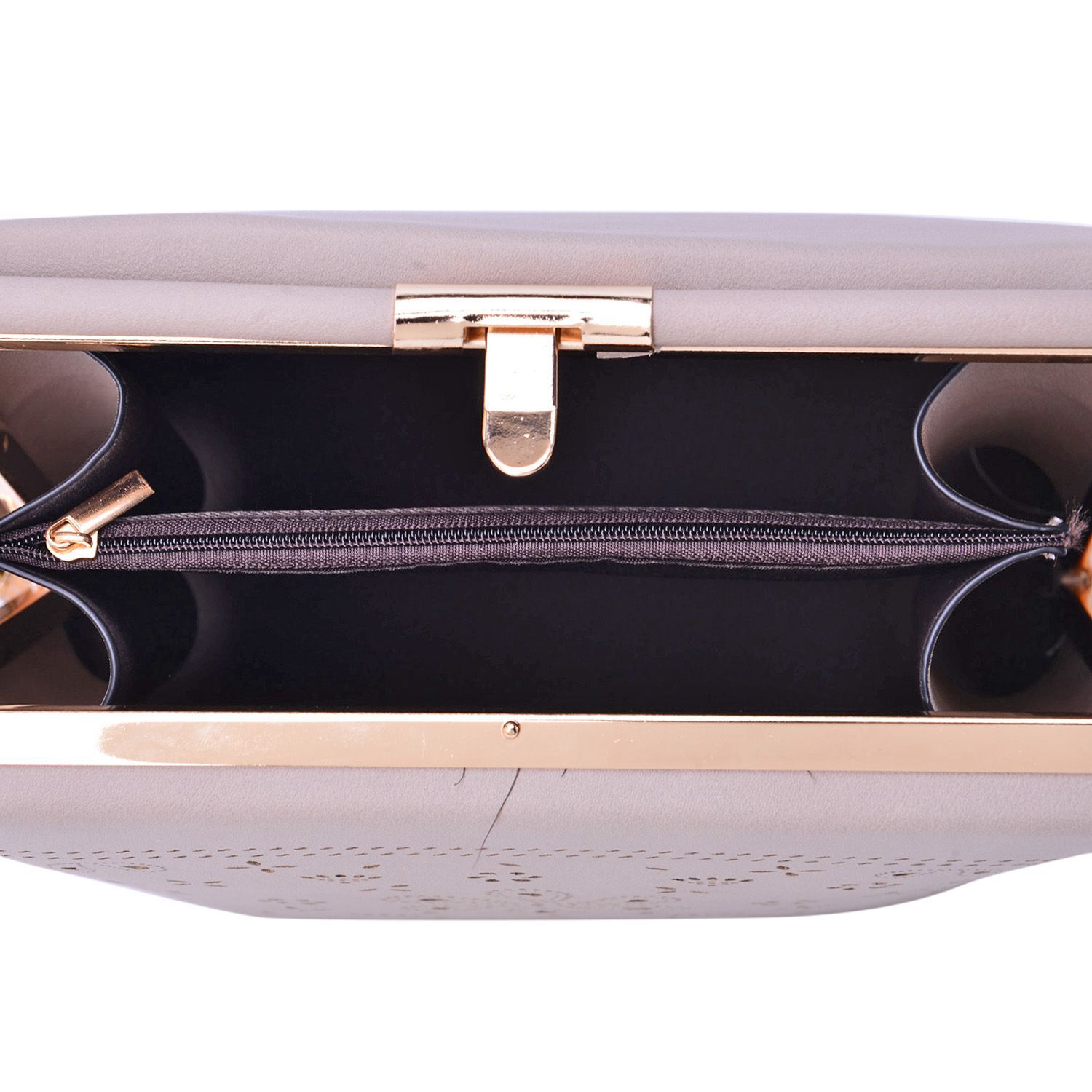 Laser Cut Floral Pattern Cream Colour Clutch Bag With Unique Adjustable Strap (Size 20x20x15 Cm)