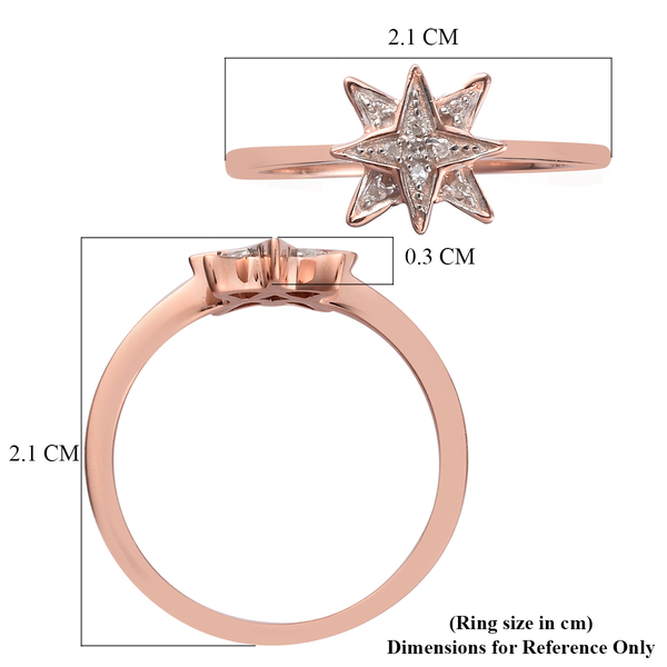 Diamond Starburst Ring in Rose Gold Overlay Sterling Silver