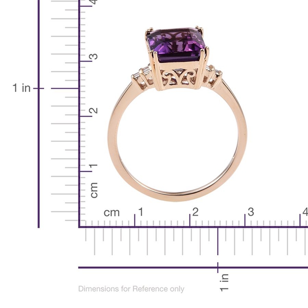 9K Y Gold Zambian Amethyst (Oct 4.50 Ct), Diamond Ring 4.550 Ct.