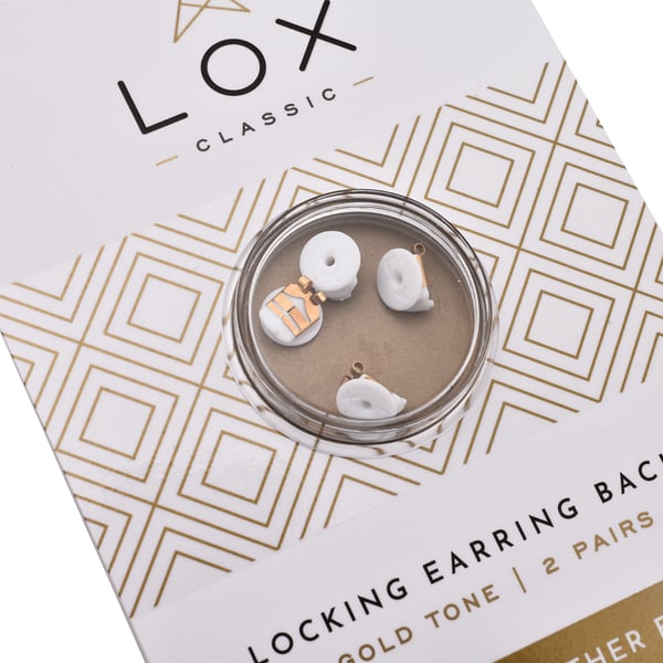 Connoisseurs LOX Secure Earring Backs - Set of Two Pcs Push Set in Gold Tone.