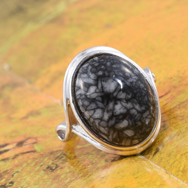 Austrian Pinolith (Ovl) Ring in Platinum Overlay Sterling Silver 13.000 Ct.