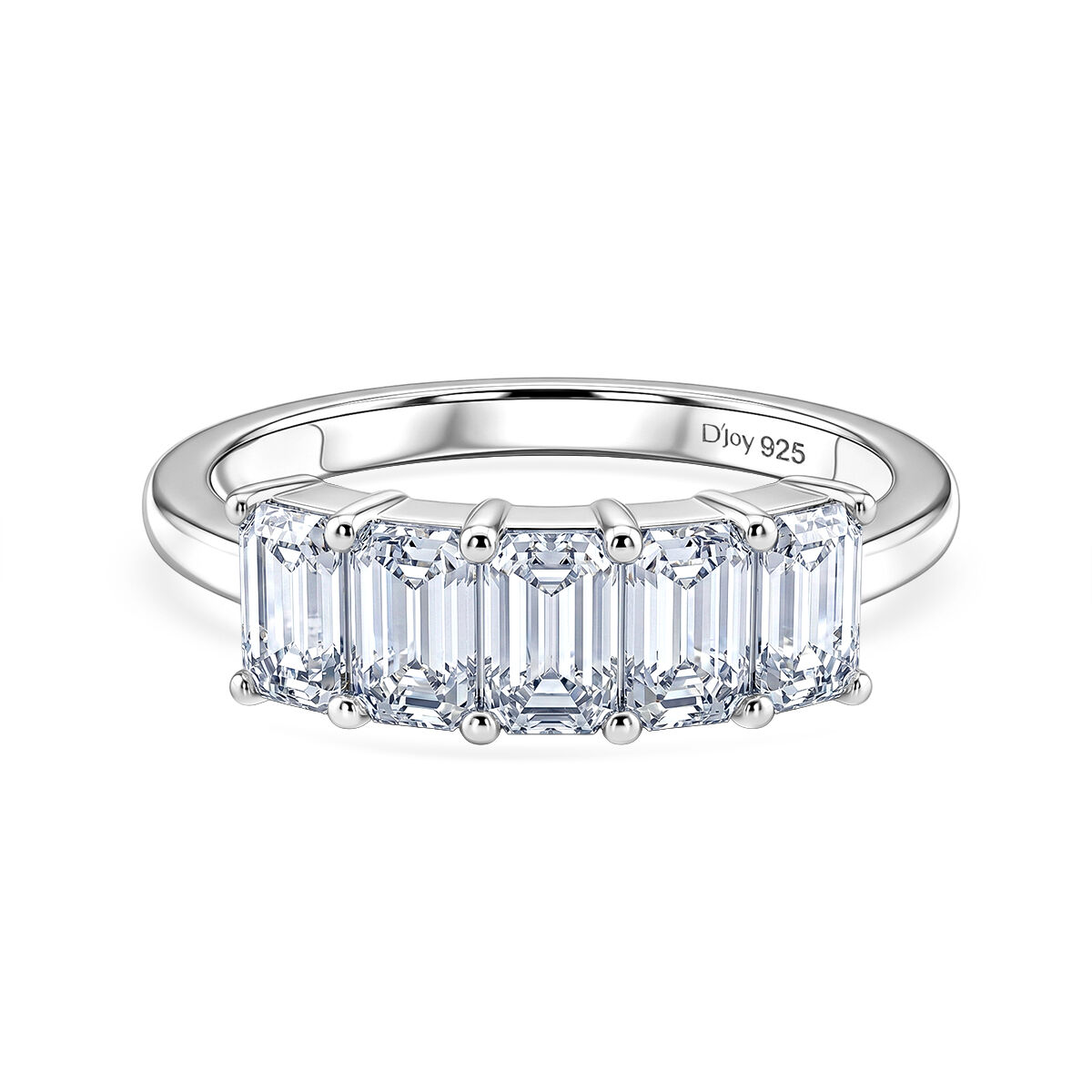 D'Joy - Moissanite 5 Stone Ring in Platinum Overlay Sterling Silver  1.37 Ct.