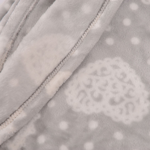 Superfine Microfibre Flannel Blanket Grey Colour with Hearts Design 150x200 cm