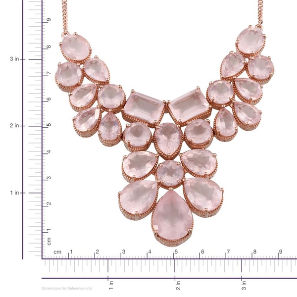 Rose Quartz (Pear 14.00 Ct) Necklace (Size 18) in Rose Gold Overlay Sterling Silver 112.000 Ct.