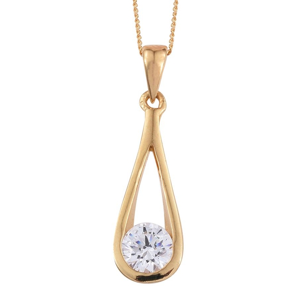 Lustro Stella - 14K Gold Overlay Sterling Silver (Rnd) Solitaire Pendant with Chain Made with Finest