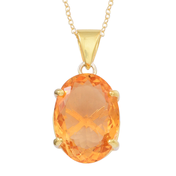 Rare AAA Uruguay Citrine (Ovl) Pendant With Chain in 14K Gold Overlay Sterling Silver 11.000 Ct.