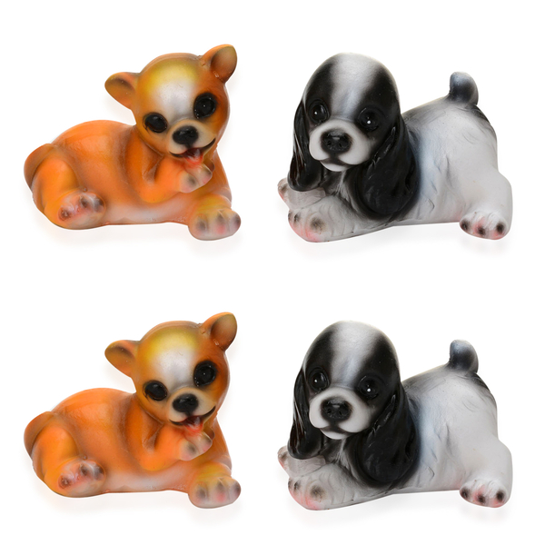 Set of 2- Home Decor - Black and White, Orange and White Dog with Resin