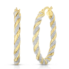 New York Close Out Deal- Yellow Gold Overlay Sterling Silver Hoop Earrings