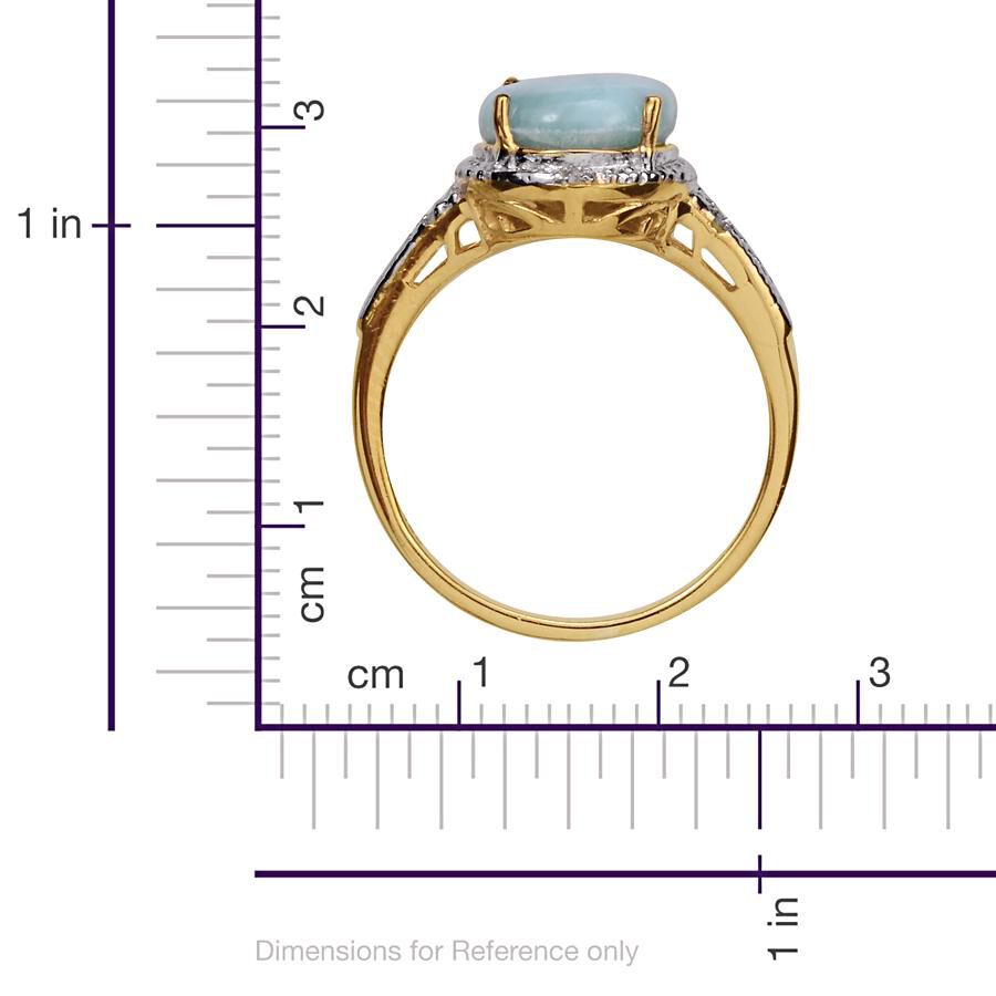 Larimar (Ovl 3.25 Ct), Diamond Ring in 14K Gold Overlay Sterling Silver 3.270 Ct.
