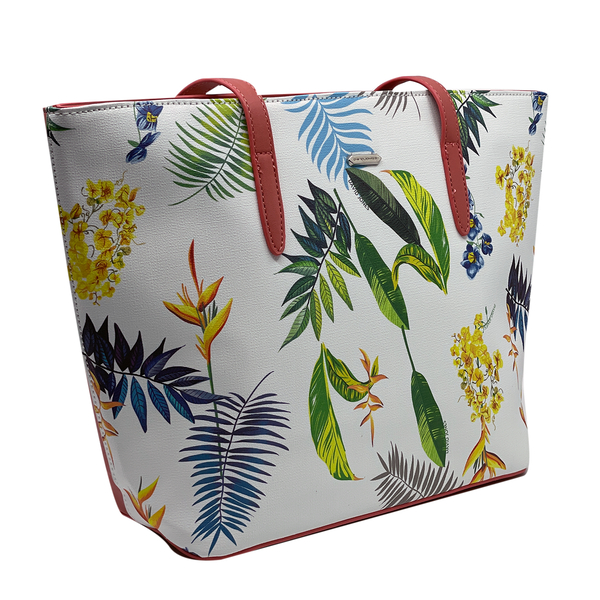 David Jones Tropical Floral Printed Tote Bag - Raspberry