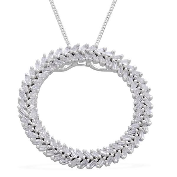 Diamond (Bgt) Circle of Life Pendant With Chain (Size 18) in Platinum Overlay Sterling Silver 1.000 