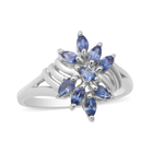 Ceylon Sapphire Floral Ring (Size O) in Rhodium Overlay Sterling Silver 1.00 Ct.