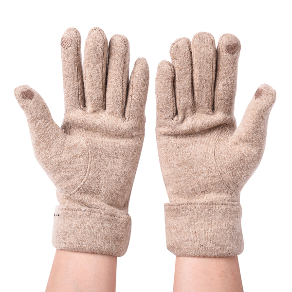 Super Soft Winter Cashmere Gloves with Bowknot - Khaki