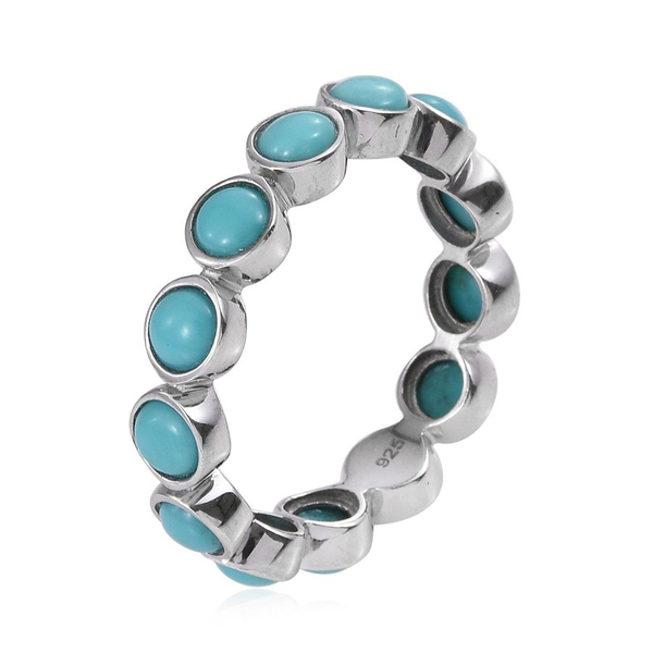 Sonoran Turquoise (Rnd) Full Eternity Ring in Platinum Overlay Sterling Silver 2.750 Ct.