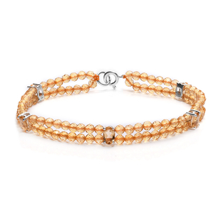 Citrine Beads Bracelet (Size - 7.5) in Sterling Silver 25.85 Ct.