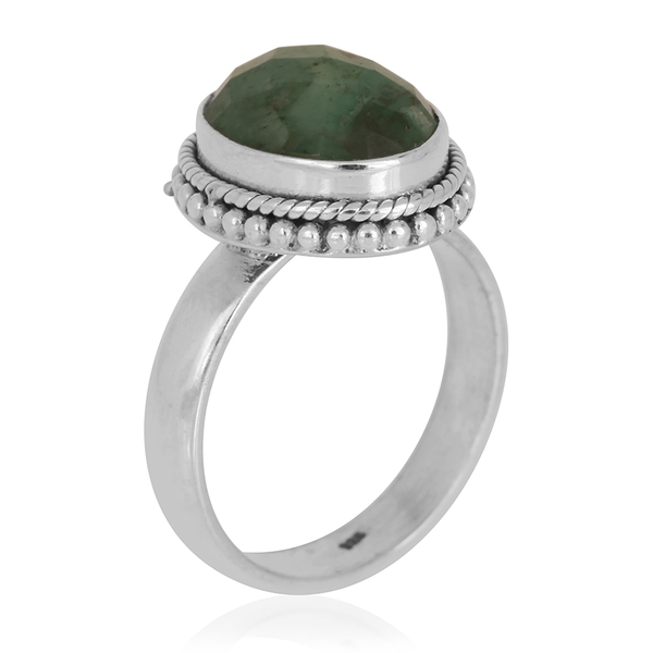 Jewels of India Kagem Zambian Emerald (Ovl) Solitaire Ring in Sterling Silver 2.730 Ct.
