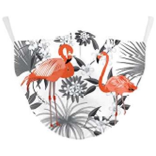 Cotton Flamingo and Tropical Print Face Cover with Adjustabe Loops and Filter Pocket